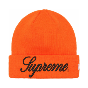 Supreme New Era Script Beanie Orange