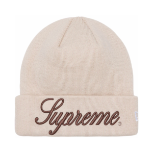 Supreme New Era Script Beanie Stone