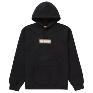 Supreme Burberry Box Logo Hooded Sweatshirt Black