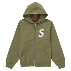 Supreme S Logo Zip Up Hooded Sweatshirt (FW24) Light Olive