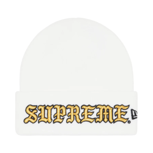 Supreme/New Era Old English Beanie White